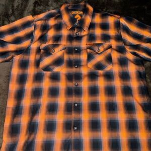 DIXXON The Sign Men's Bamboo Vibrant Orange and Black & Blue Plaid Shirt